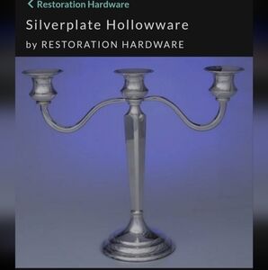 RH  Restoration Hardware Silver 3 Candle Candlebra Heavy